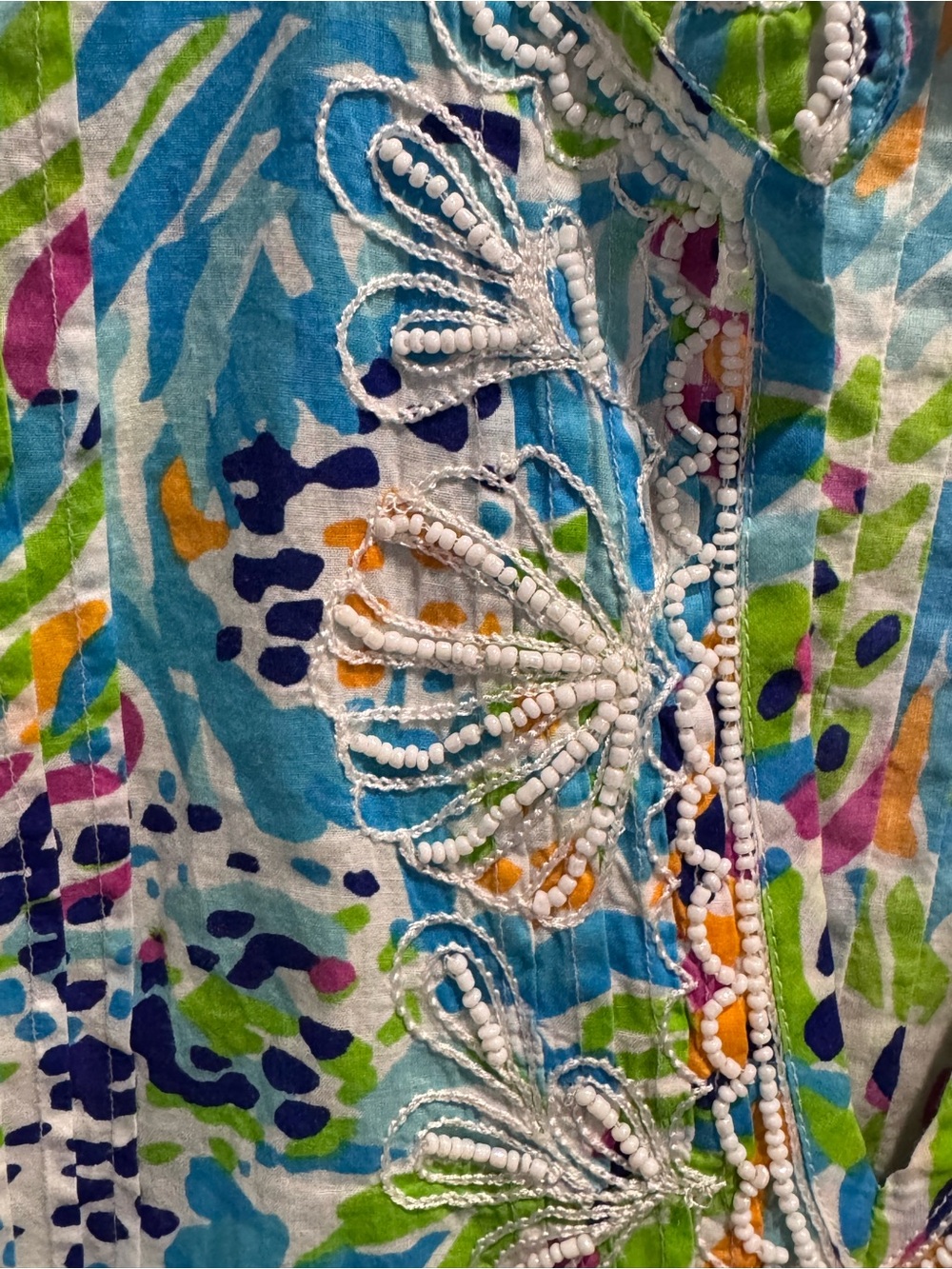 Lilly Pulitzer Sarasota Beaded Tunic Top in Resort White Sea Soirée Sz M - Picture 8 of 14